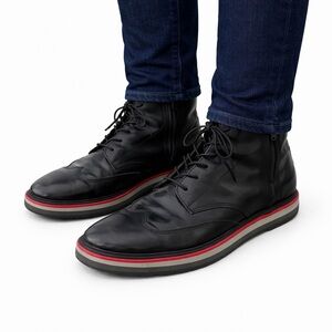 Size 10.5 (EU 44) Hugo Boss Men’s Wingtip Ankle Boots Side Zip Black